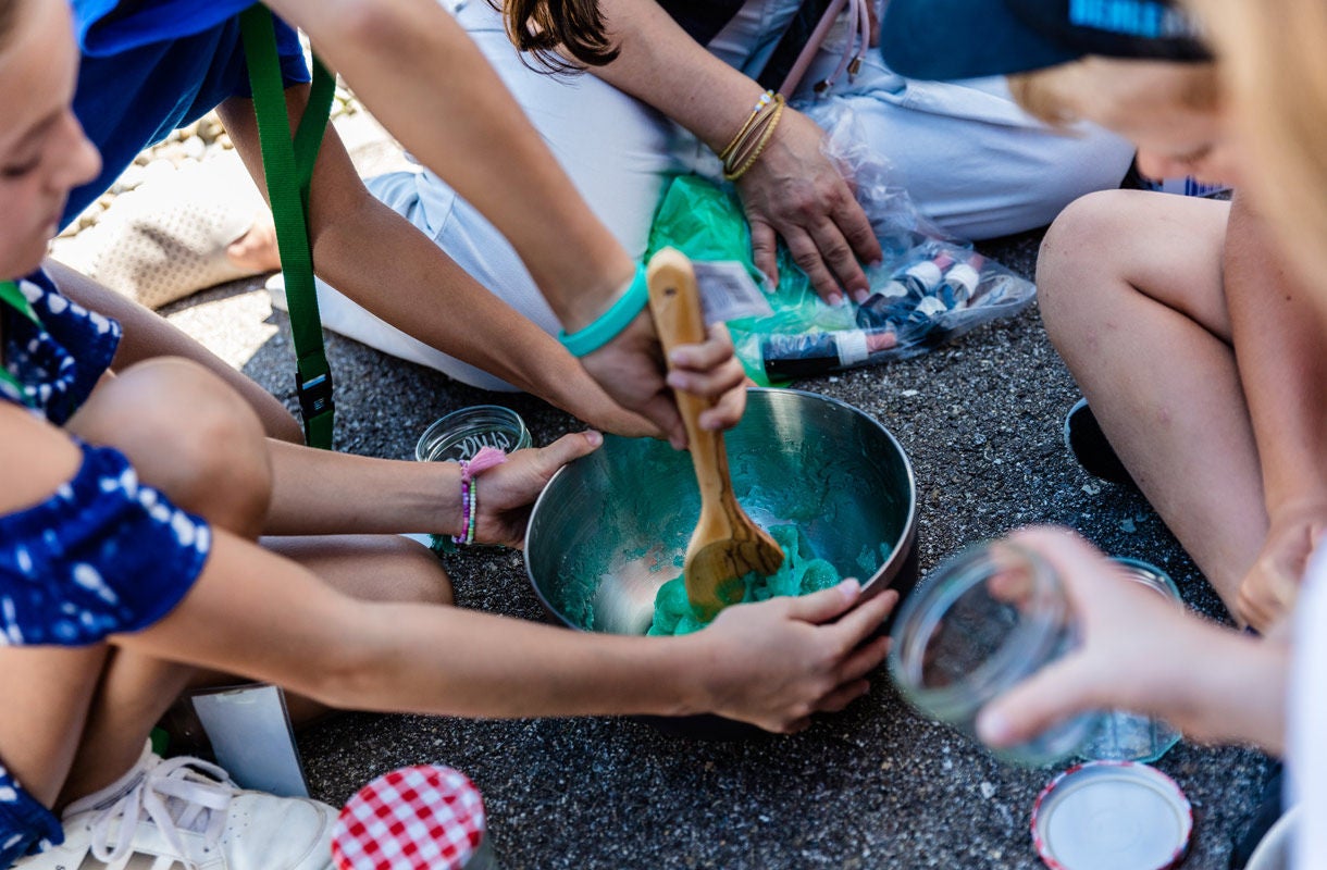 Kids Mixing Ingredients in Outdoor Activity