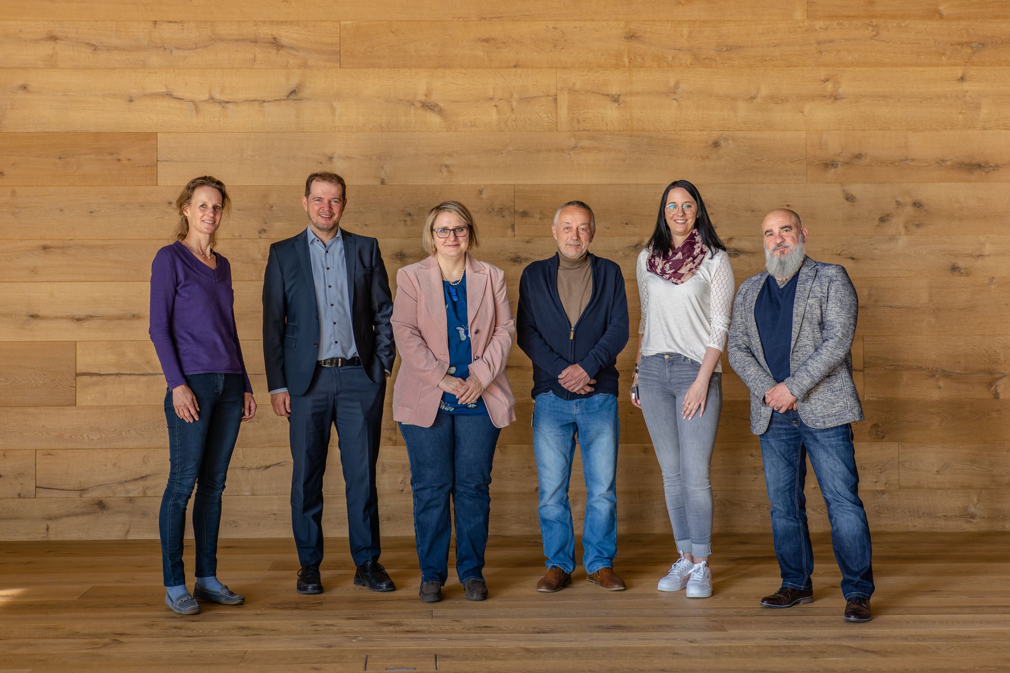 Group Photo in Modern Wooden Interior
