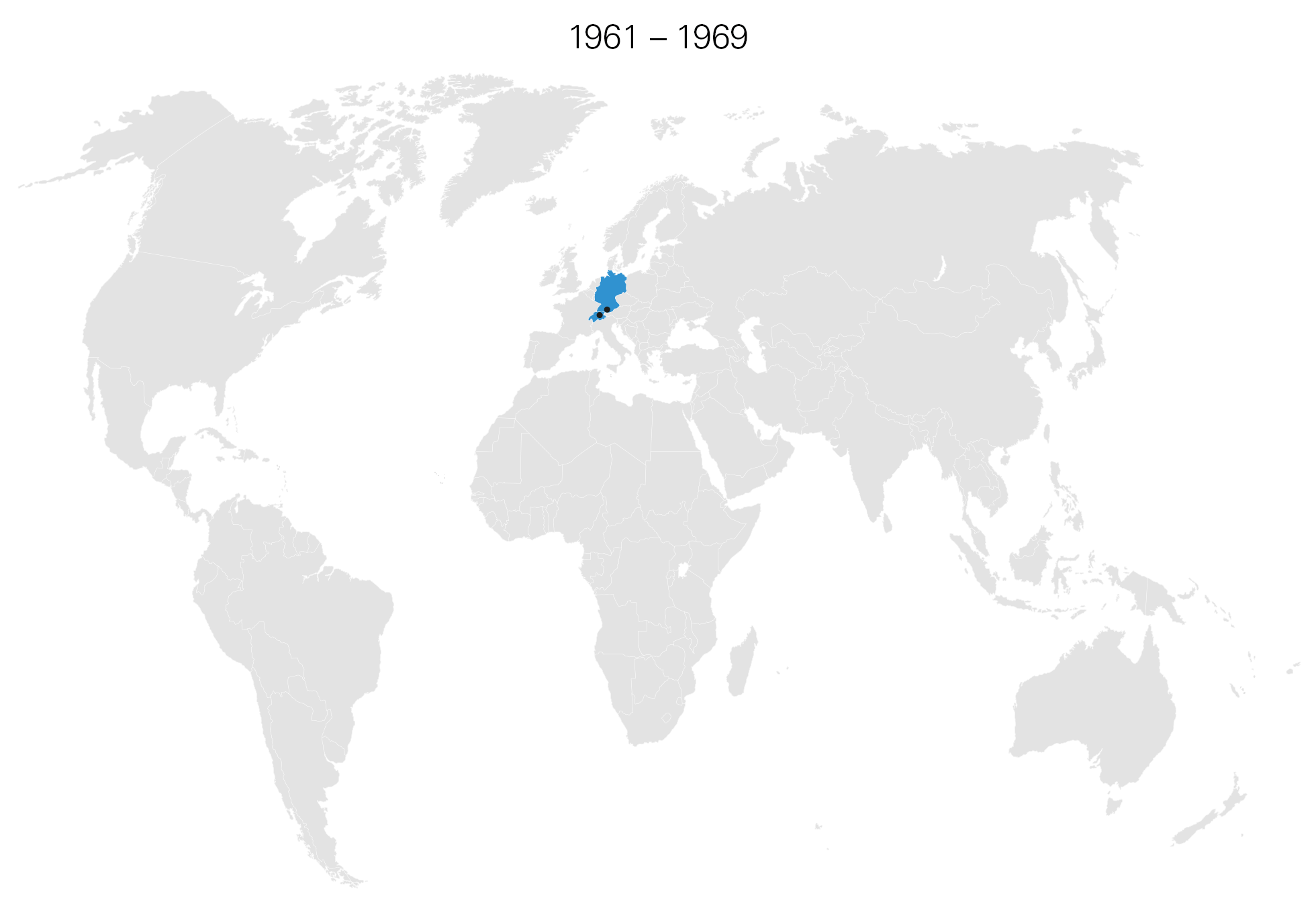 World Map Highlighting Germany's Growth 1961-1969