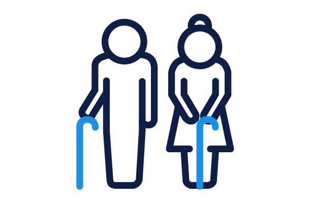 Elderly Care Icon with Walking Sticks Illustration